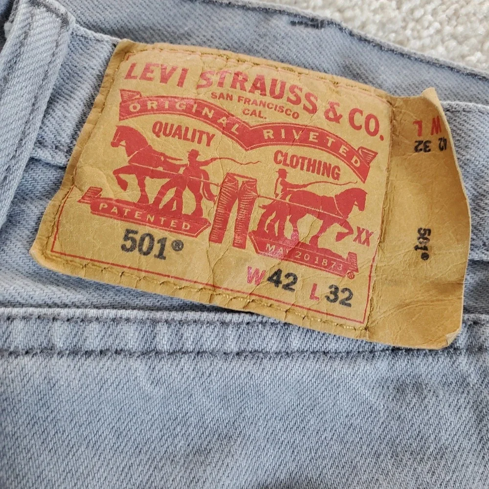 LEVIS‎ 501 Men's 42X32 ACTUAL MEASURE 39X29.5 Gray Jeans Straight Button Fly Y2K